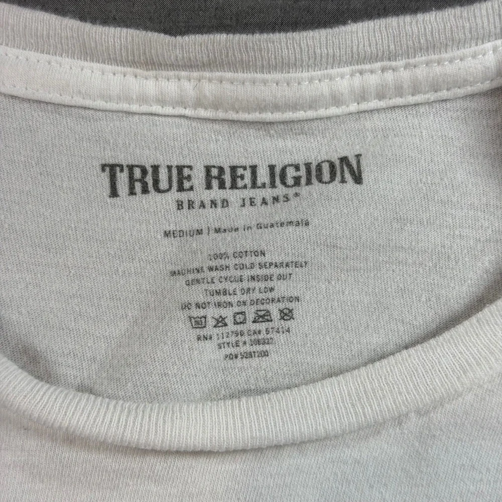 True‎ Religion Buddha Graphic T-Shirt Mens Medium White Excellent Short Sleeve